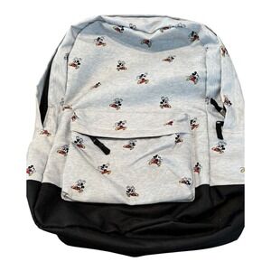 Gray Mickey Mouse All Over Print Backpack Front Pocket Black Bottom